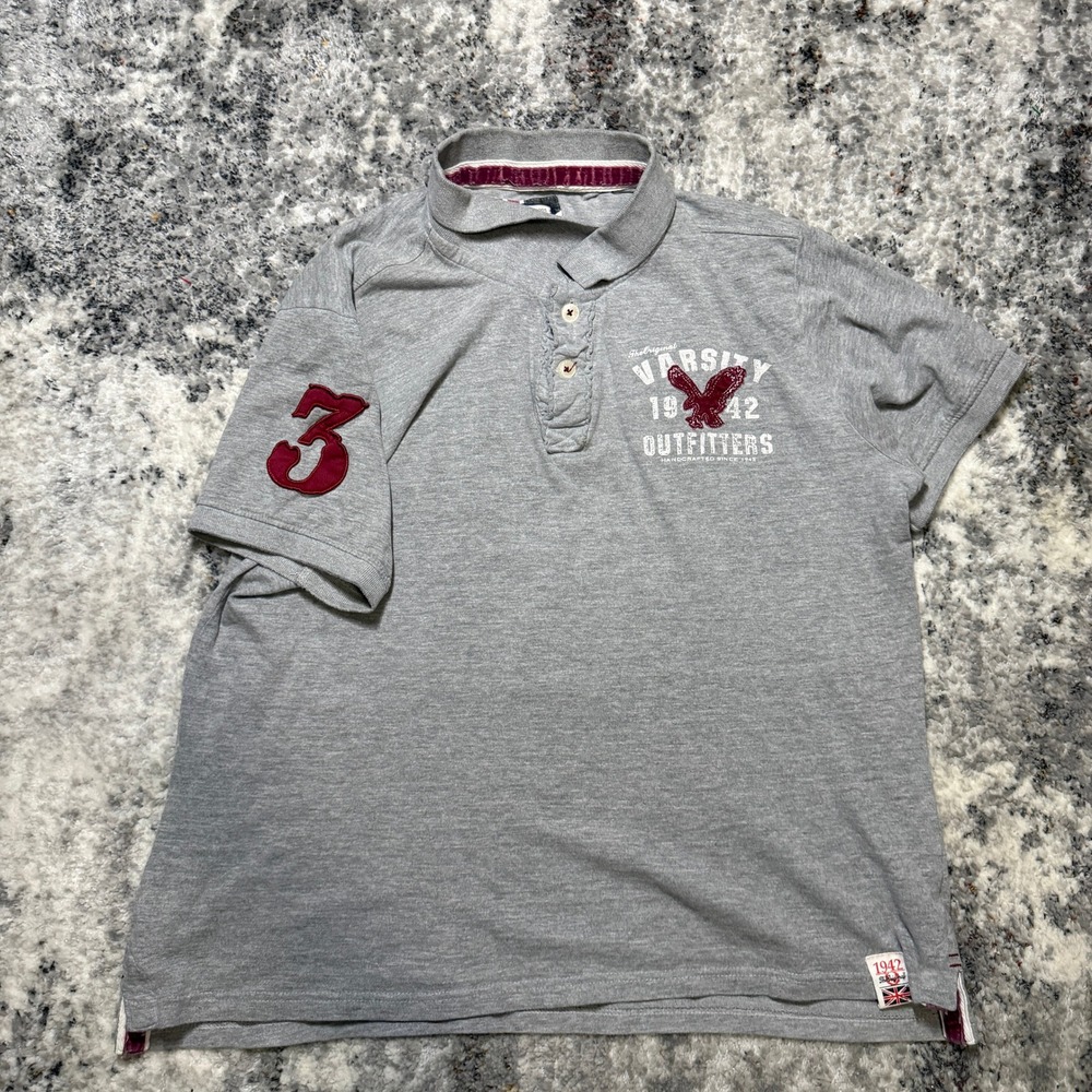 Cactus Kids XL‎ Gray Varsity 1942 Outfitters Polo Shirt Short Sleeve Graphic Tee